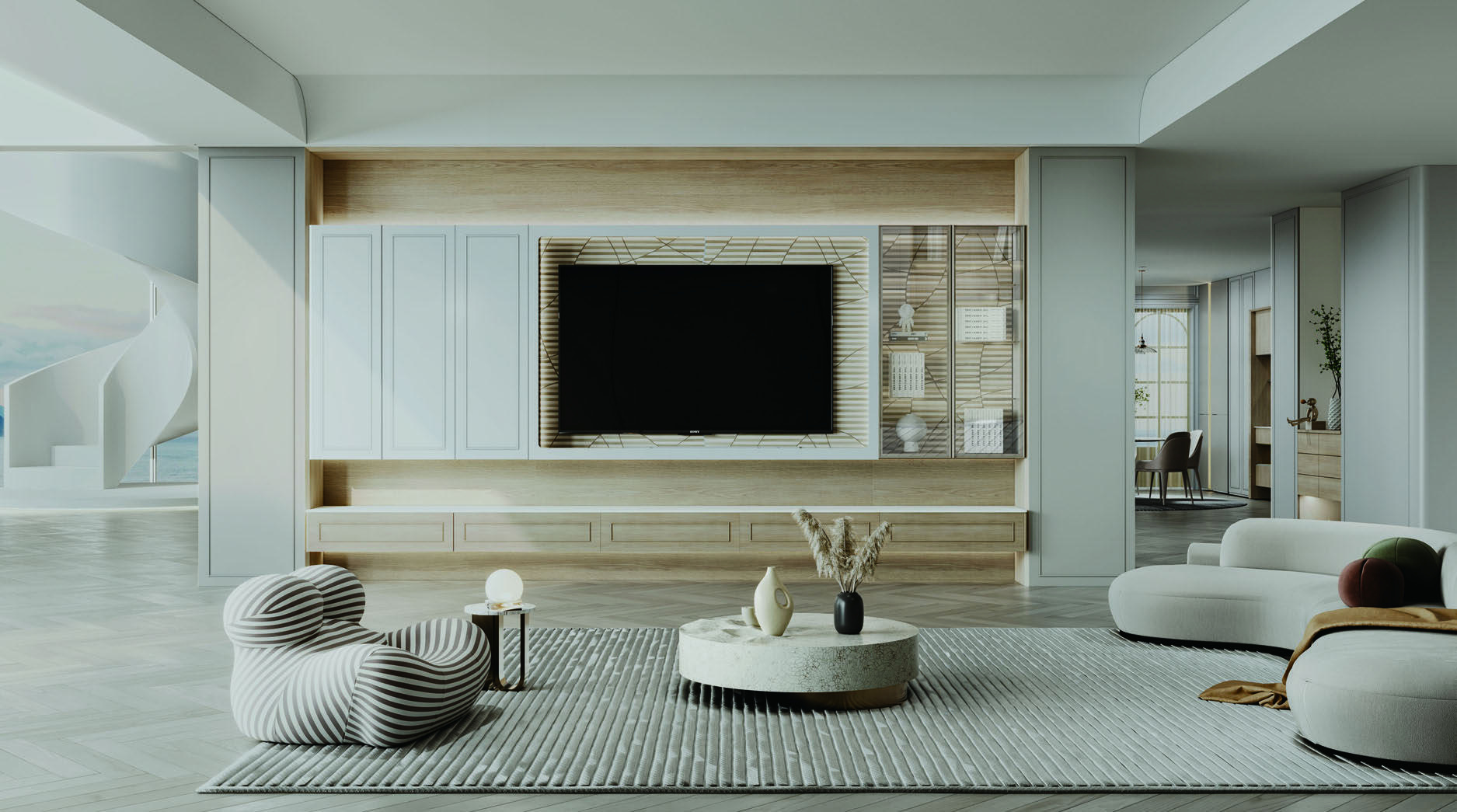 Living room in the Light French Cream Natural interior design style