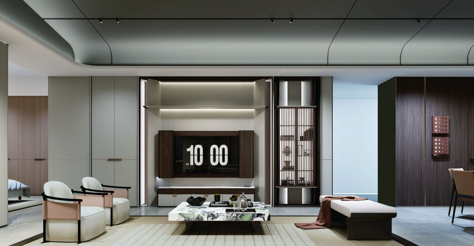 Living room in the Chinese Oriental interior design style