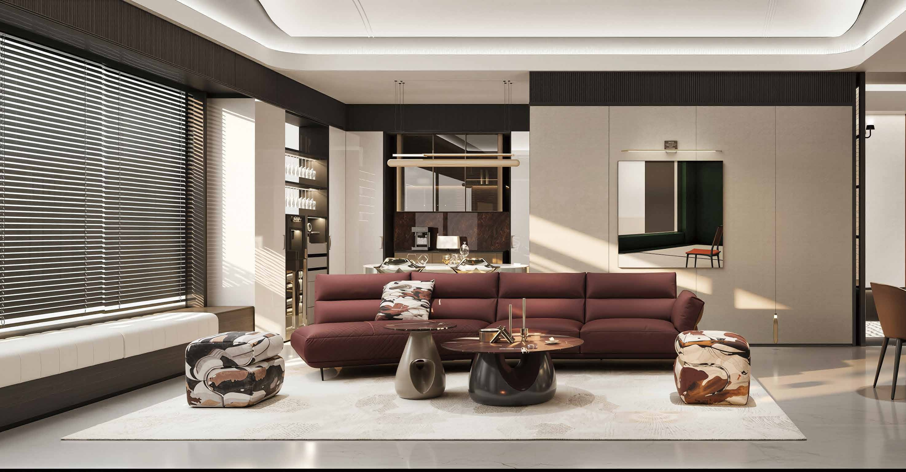Living room in the Retro Luxury interior design style