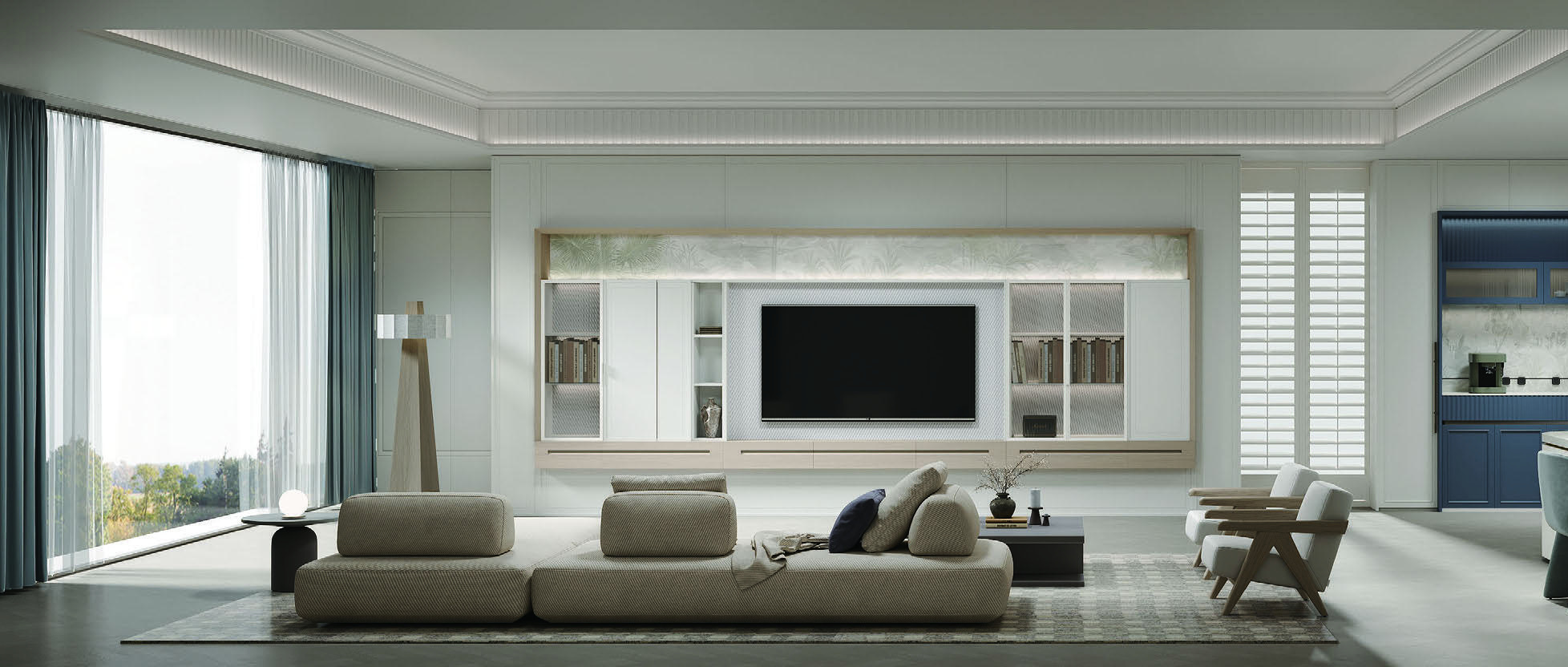 Living room in the Light American interior design style