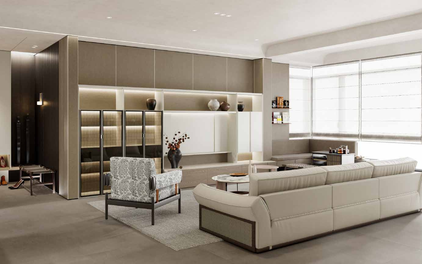 Living room in the Natural Wabi-Sabi interior design style